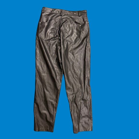 ZARA Faux Leather Straight-Leg Pants in Black High-Rise Vegan Leather (Size 8) - Picture 4 of 9
